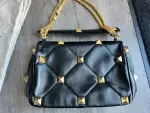 Roman Stud Quilted Crossbody Bag - black