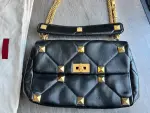 Roman Stud Quilted Crossbody Bag - black