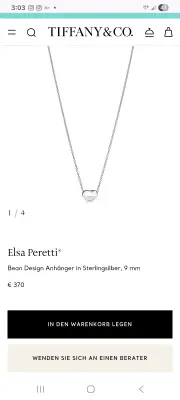 Tiffany & Co. Halskette "Bean" Anhänger | LOOP-Marktplatz