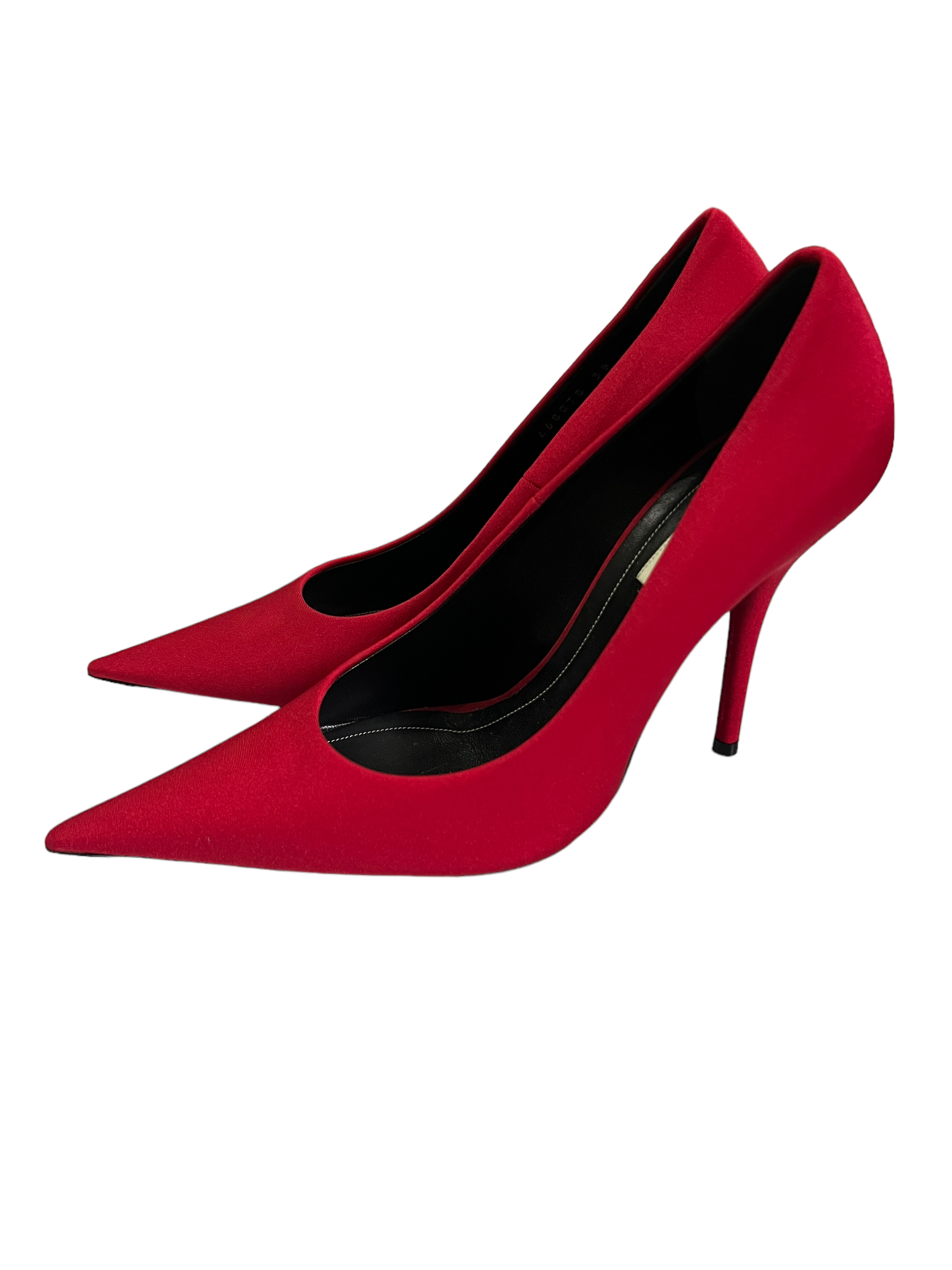 Balenciaga red satin pumps