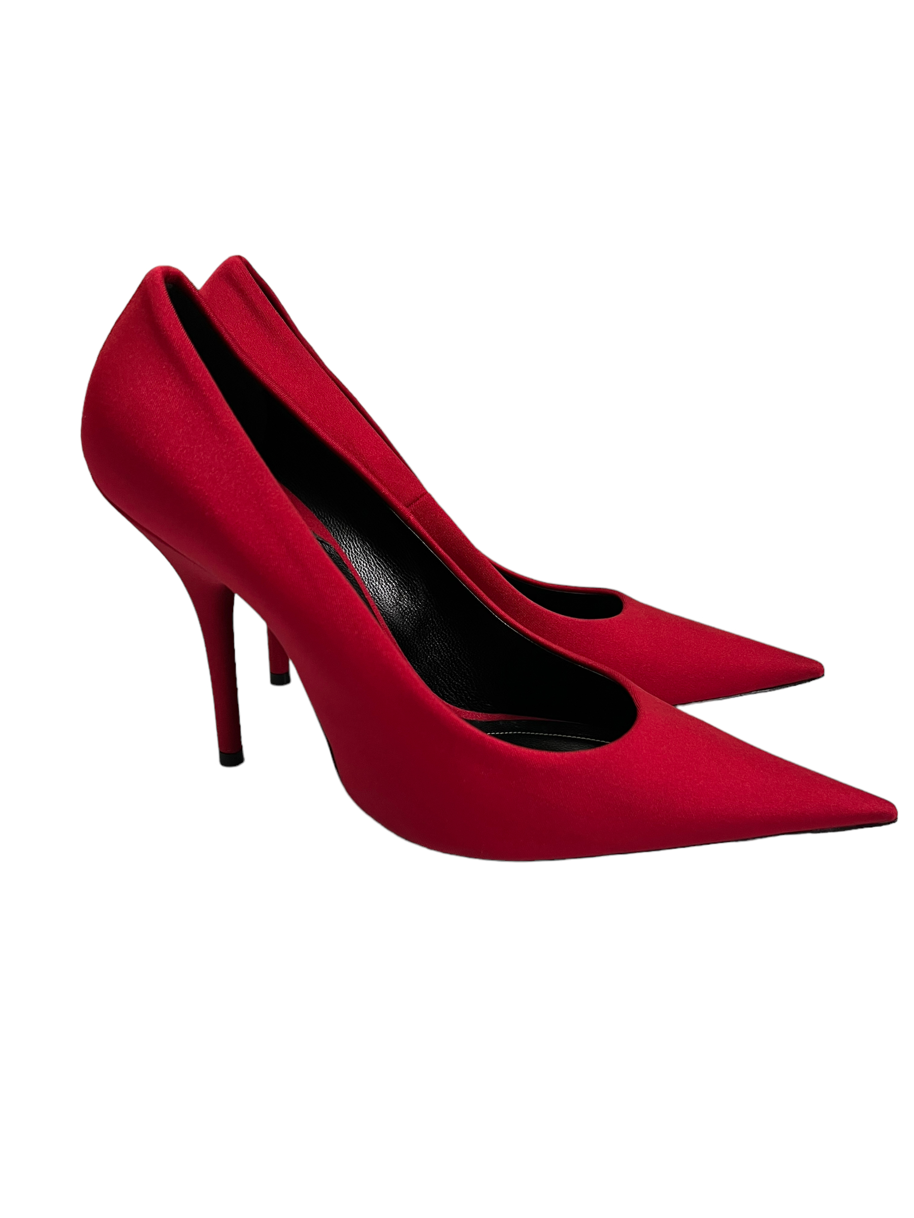 Balenciaga red satin pumps