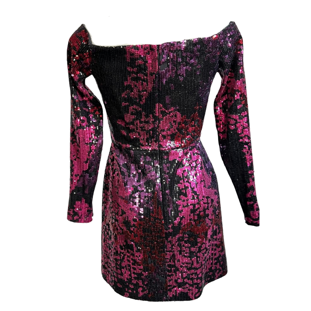 Elie Saab fuchsia/black sequin dress