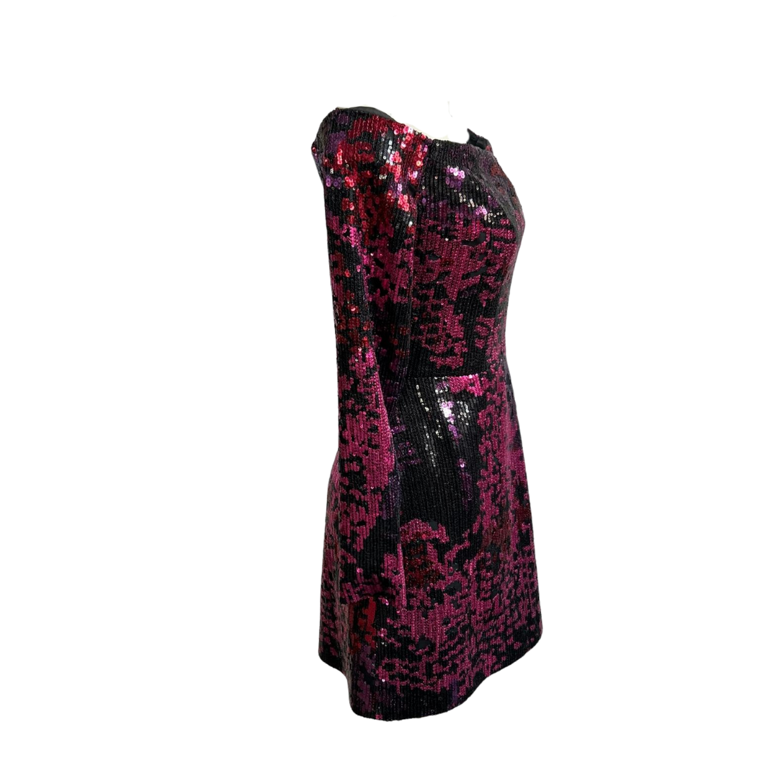 Elie Saab fuchsia/black sequin dress