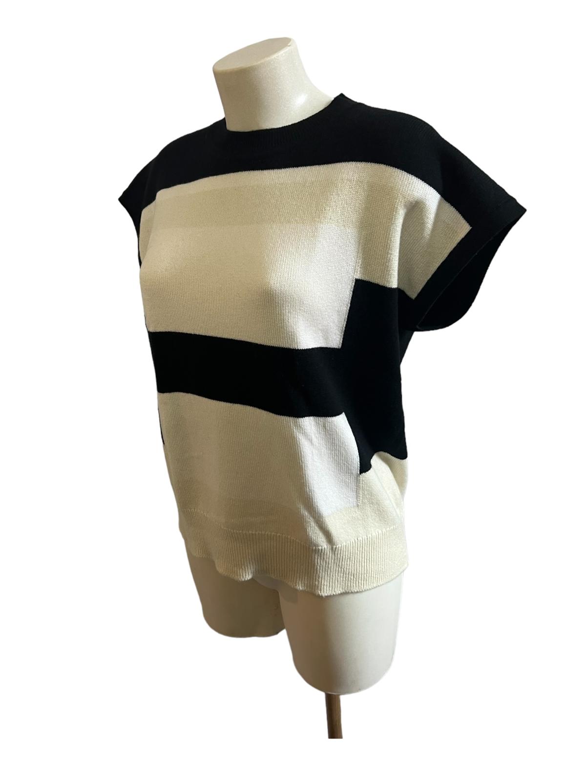 Hermès short-sleeved black/white sweater | LOOP-Marktplatz
