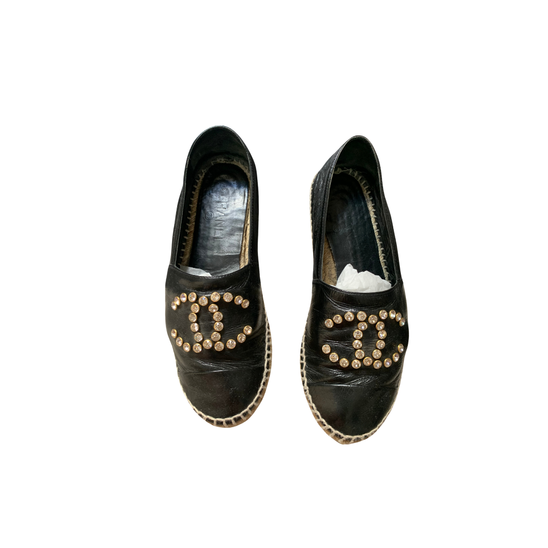 Chanel black leather espadrilles | LOOP-Marktplatz