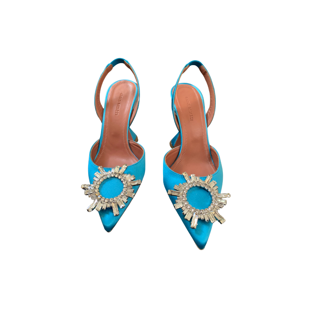 Begum Amina Muaddi blue pumps