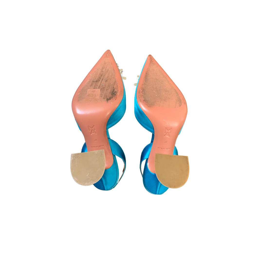 Begum Amina Muaddi blue pumps