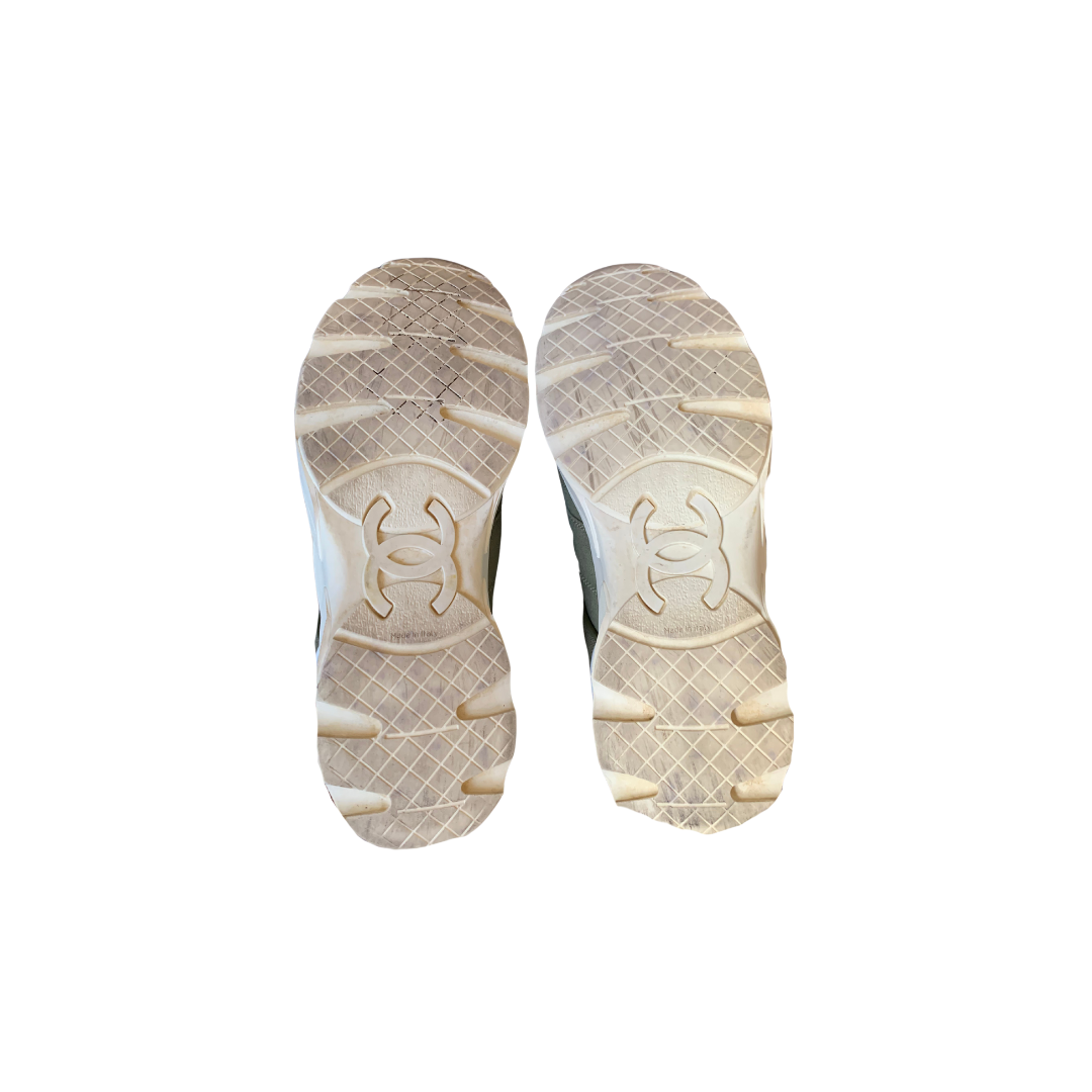 Chanel khaki canvas sneakers