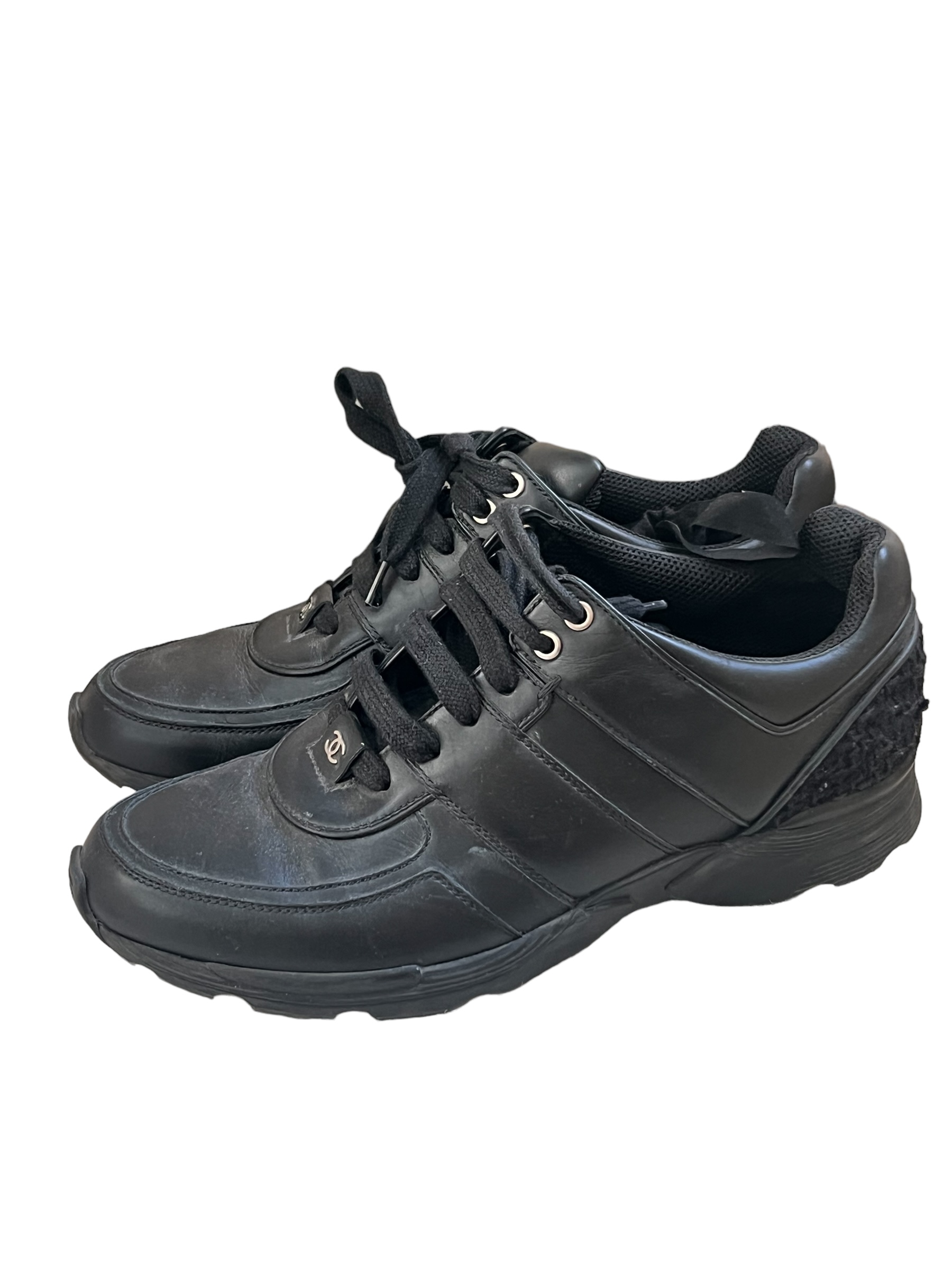 Black leather Chanel sneakers