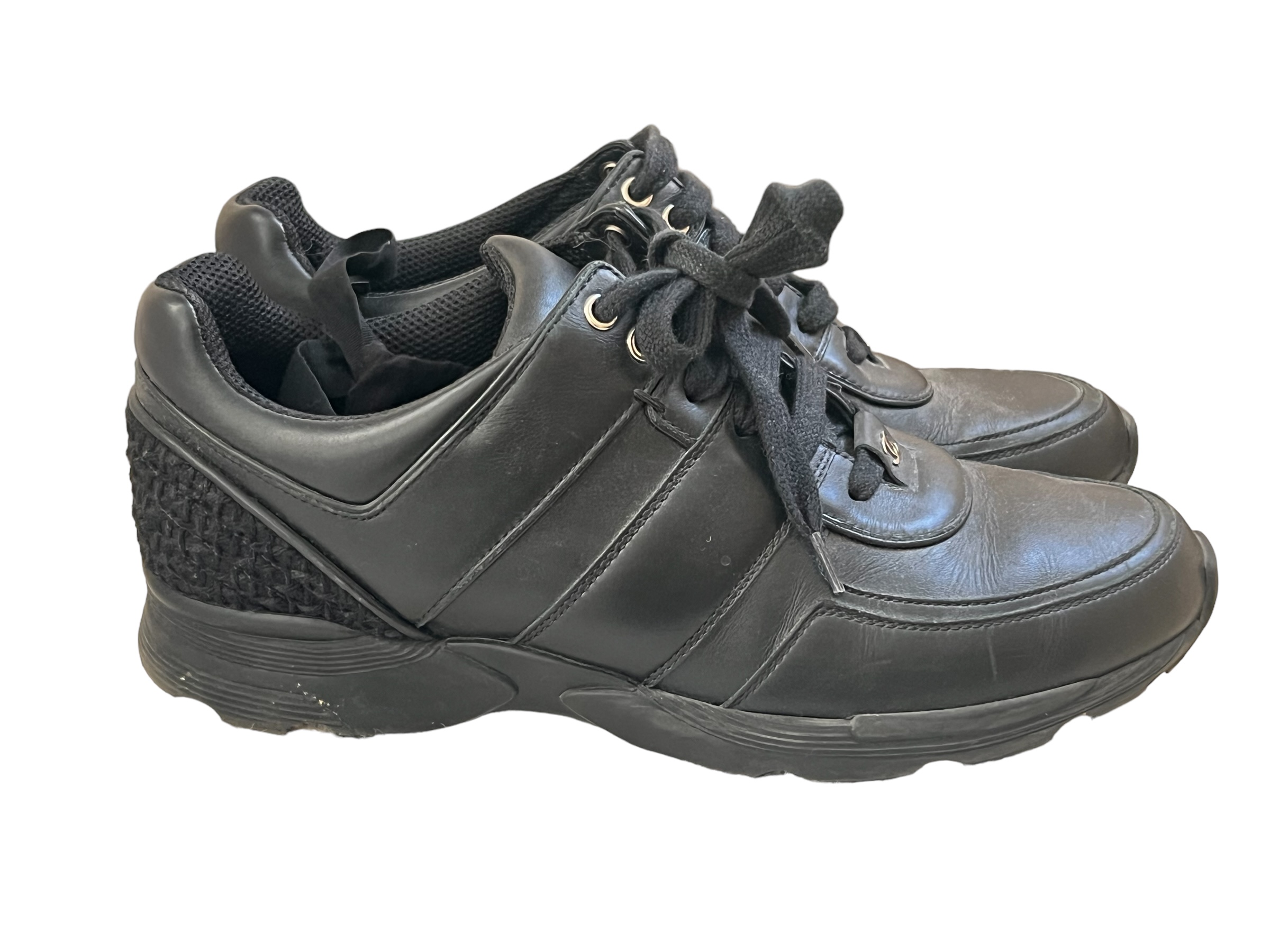 Black leather Chanel sneakers