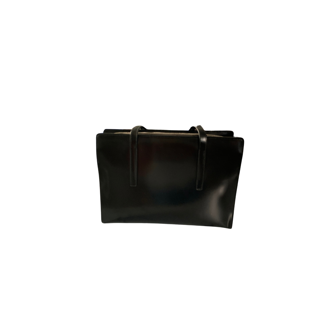 Black patent leather Prada bag
