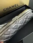 CHANEL Clutch silver metallic