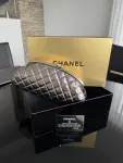 CHANEL Clutch silver metallic