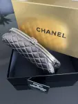 CHANEL Clutch silver metallic