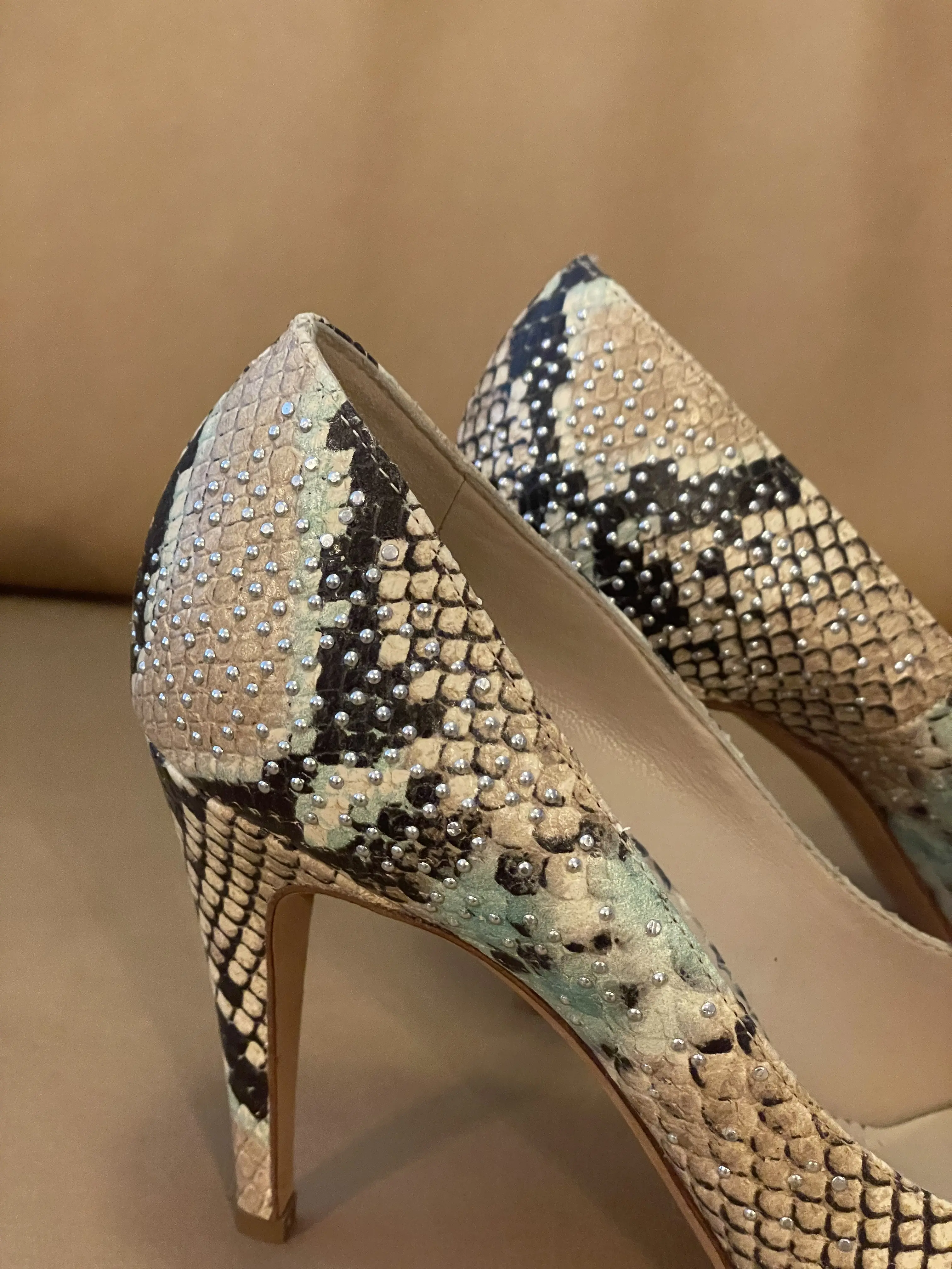 NAVYBOOT Leather snake print High Heels | Marché LOOP