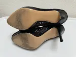 FERRAGAMO Black Bonita Lace peep toe