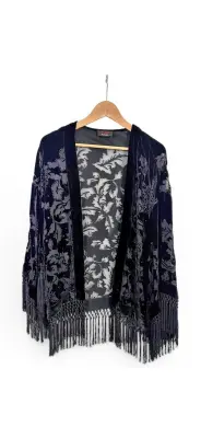 THE KOOPLES Samt-Kimono mit Fransen | LOOP-Marktplatz